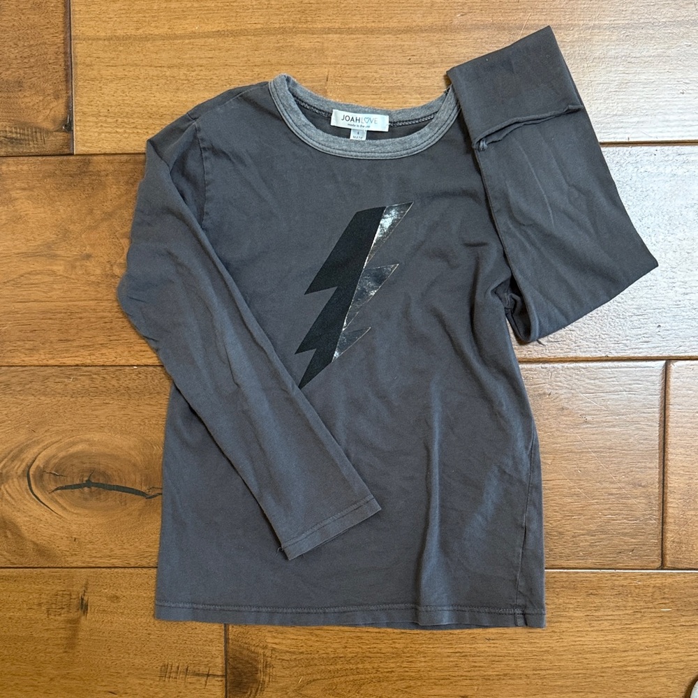 Joah Love Charcoal Lightning Bolt Long Sleeve Tee